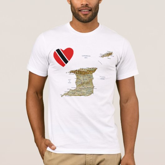 Vlaggenhoofd van Trinidad en Tobago en Kaart T-Shi T-shirt (Voorkant)