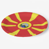 Vlaggenjas Noord-Macedonië Papieren Bordje (Gekanteld)