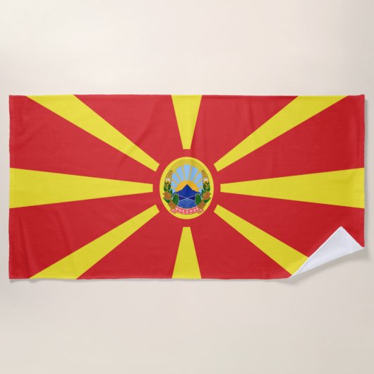 Vlaggenjas Noord-Macedonië Strandlaken (Voorkant)