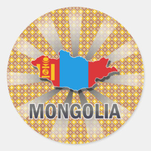Vlaggenkaart 2.0 van Mongolië Ronde Sticker