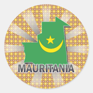 Vlaggenkaart 2.0 voor Mauritanië Ronde Sticker