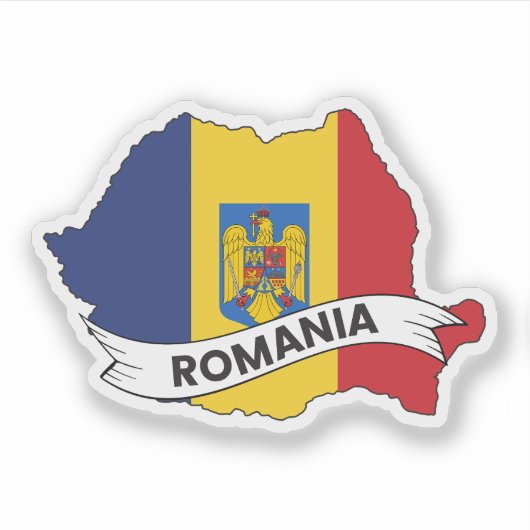 Vlaggenkaart Roemenië Sticker (Voorkant)