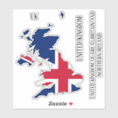 Vlaggenkaart Sticker Verenigd Koninkrijk (Vel)