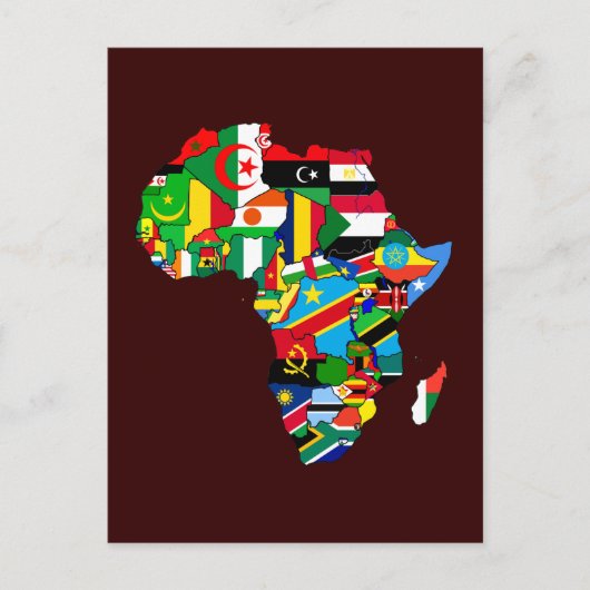 Vlaggenkaart van Afrika met de vlag van een nieuw  Briefkaart (Voorkant)