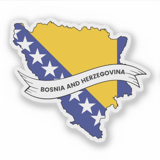 Vlaggenkaart van Bosnië en Herzegovina Sticker (Voorkant)