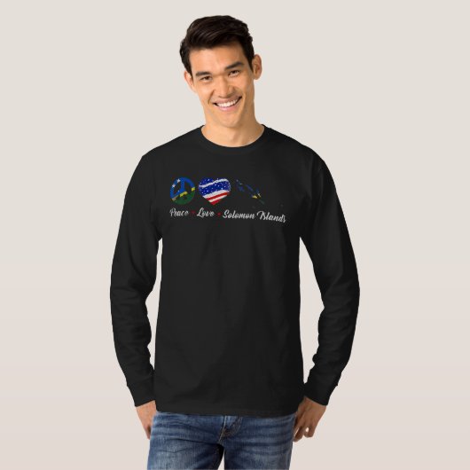 Vlaggenkaart van de Amerikaanse Heart Peace Salomo T-shirt (Voorkant volledig)