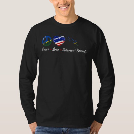 Vlaggenkaart van de Amerikaanse Heart Peace Salomo T-shirt (Voorkant)