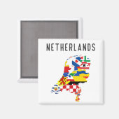 Vlaggenkaart van de provincie Nederland Magneet (Voorkant / Achterkant)