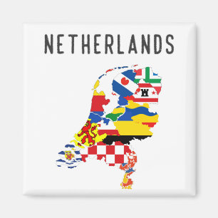 Vlaggenkaart van de provincie Nederland Magneet
