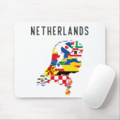 Vlaggenkaart van de provincie Nederland Muismat (Met muis)