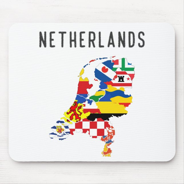 Vlaggenkaart van de provincie Nederland Muismat (Voorkant)