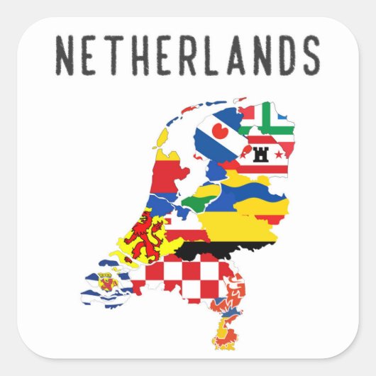 Vlaggenkaart van de provincie Nederland Vierkante Sticker (Voorkant)