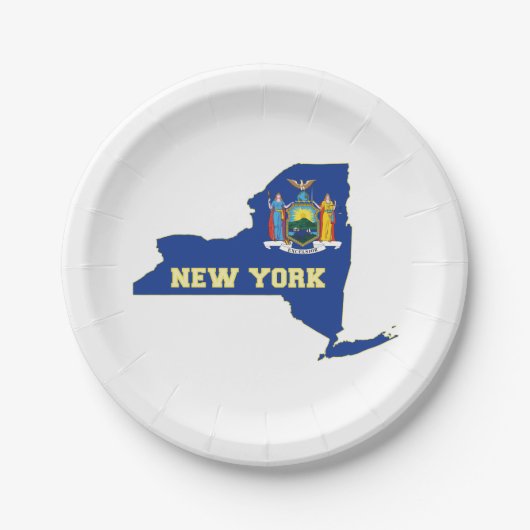 Vlaggenkaart van de staat New York Papieren Bordje (Voorkant)