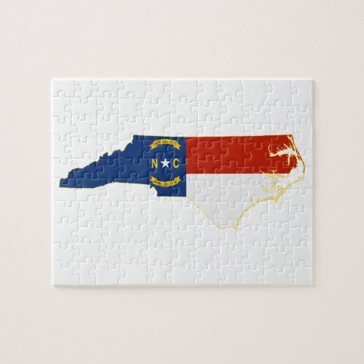 Vlaggenkaart van de staat North Carolina Legpuzzel (Horizontaal)