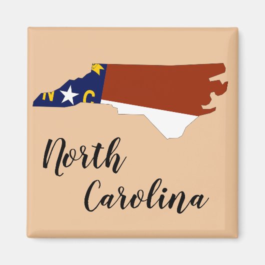 Vlaggenkaart van de staat North Carolina Magneet (Voorkant)