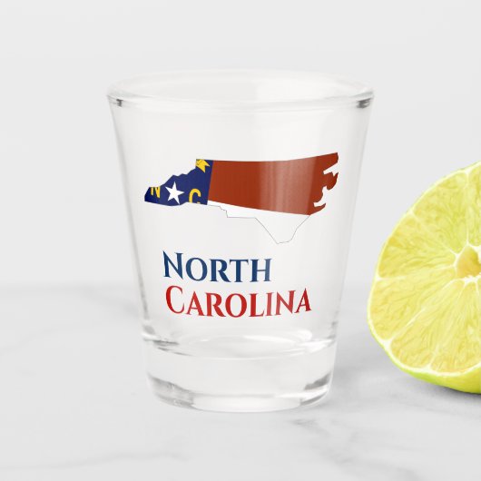 Vlaggenkaart van de staat North Carolina Shot Glas (Voorkant)