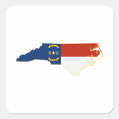 Vlaggenkaart van de staat North Carolina Vierkante Sticker (Voorkant)