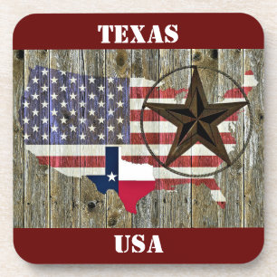 Vlaggenkaart van de Texas Lone Star-staat Bier Onderzetter