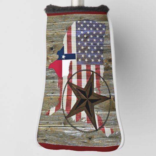 Vlaggenkaart van de Texas Lone Star-staat Golfheadcover (Draai 90)
