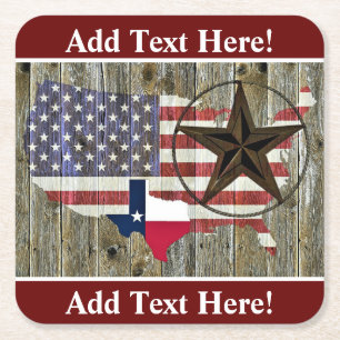 Vlaggenkaart van de Texas Lone Star-staat Kartonnen Onderzetters