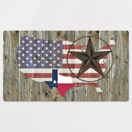 Vlaggenkaart van de Texas Lone Star-staat Labels (Design 1)
