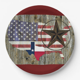 Vlaggenkaart van de Texas Lone Star-staat Papieren Bordje