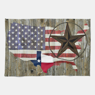 Vlaggenkaart van de Texas Lone Star-staat Theedoek