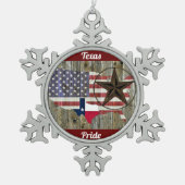 Vlaggenkaart van de Texas Lone Star-staat Tin Sneeuwvlok Ornament (Voorkant)