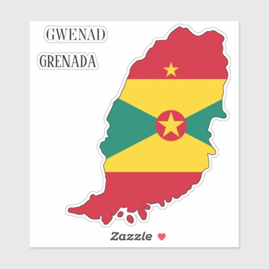 Vlaggenkaart van Grenada Sticker (Vel)
