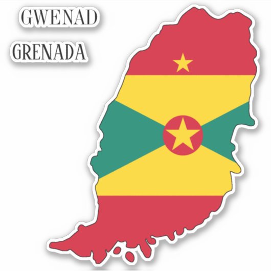 Vlaggenkaart van Grenada Sticker (Voorkant)