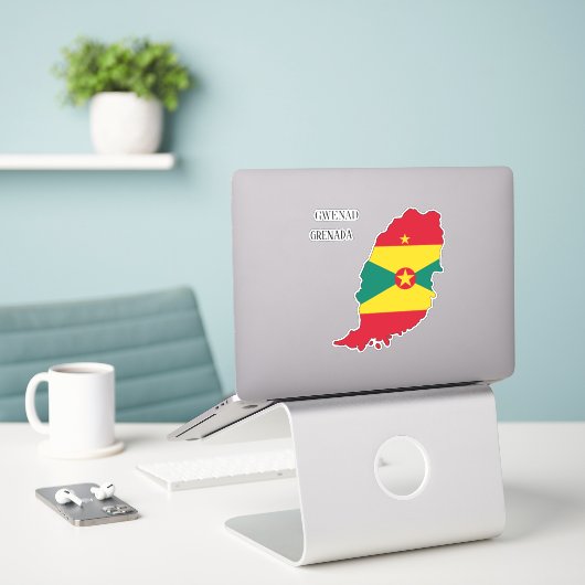 Vlaggenkaart van Grenada Sticker (Laptop op bureau)