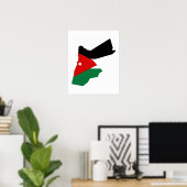 Vlaggenkaart van Jordanië: silhouet Poster (Thuiskantoor)