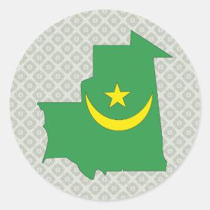 Vlaggenkaart van Mauritanië, volledige grootte Ronde Sticker