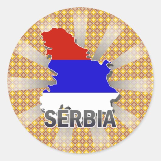 Vlaggenkaart van Servië 2.0 Ronde Sticker (Voorkant)
