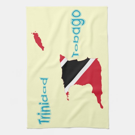 Vlaggenkaart van Trinidad en Tobago Theedoek (Verticaal)