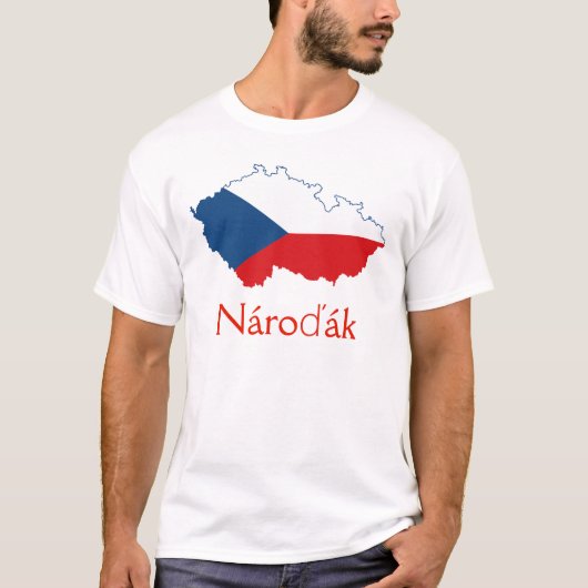 Vlaggenkaart van Tsjechië Nároďák T-Shirt (Voorkant)