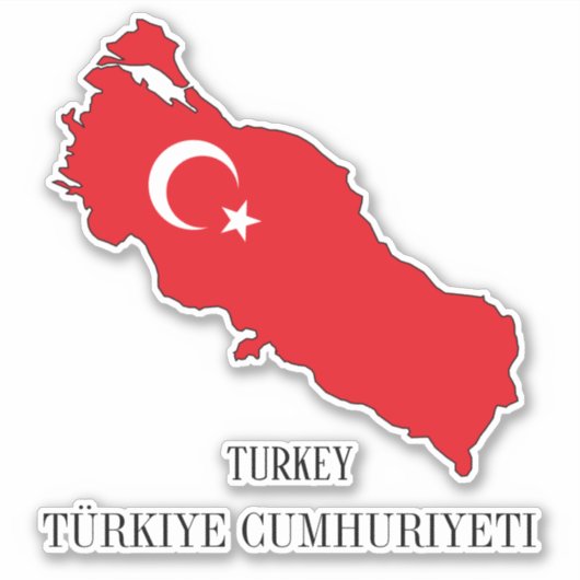 Vlaggenkaart voor Turkije Sticker (Voorkant)