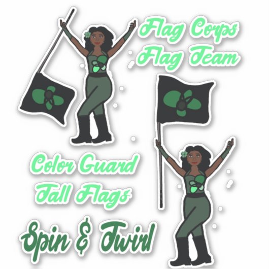 Vlaggenkleur Guard Stickers ( Green Flower) (Voorkant)