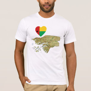 Vlaggenkop en -kaart van Guinee-Bissau T-shirt