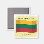 Vlaggenmagneet van de Republiek Litouwen Magneet (Voorkant / Achterkant)