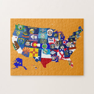 Vlaggenmozaïek van de Amerikaanse Kaart Legpuzzel