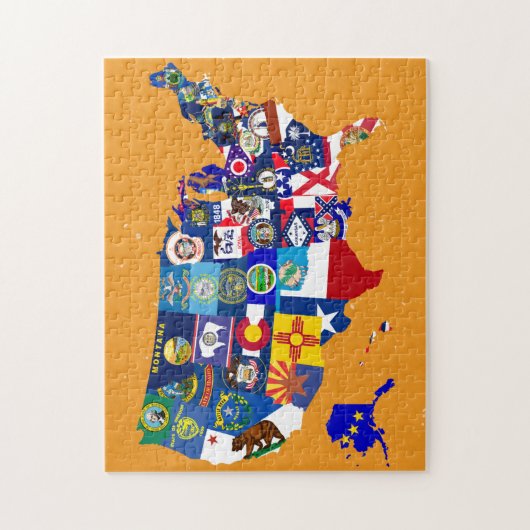 Vlaggenmozaïek van de Amerikaanse Kaart Legpuzzel (Verticaal)