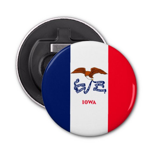 Vlaggenontwerp Iowa State Button Flesopener (Voorkant)