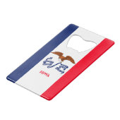 Vlaggenontwerp Iowa State Creditkaart Flessenopener (Voorkant Gekanteld)