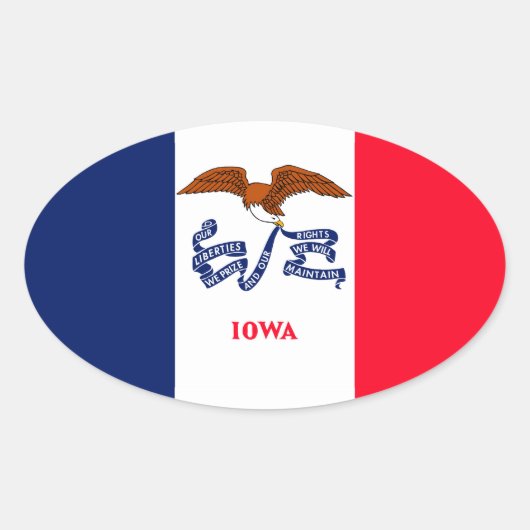 Vlaggenontwerp Iowa State Ovale Sticker (Voorkant)