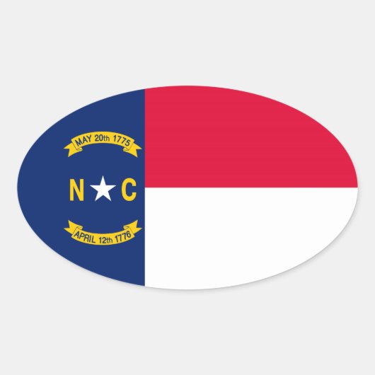 Vlaggenontwerp Noordelijke Carolina Ovale Sticker (Voorkant)