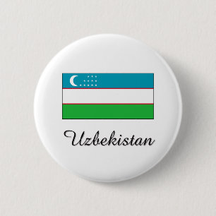 Vlaggenontwerp Oezbekistan Ronde Button 5,7 Cm