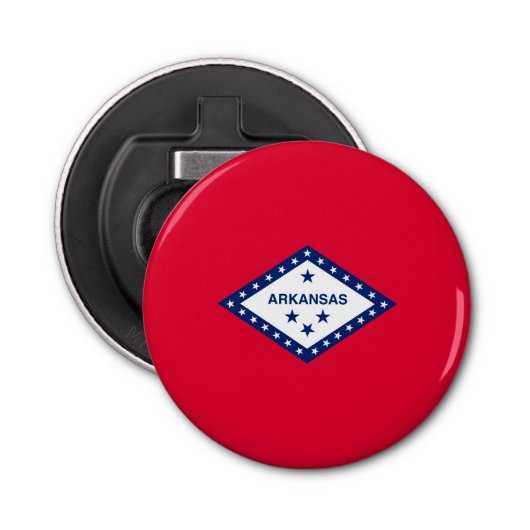 Vlaggenontwerp van de staat Arkansas Button Flesopener (Voorkant)