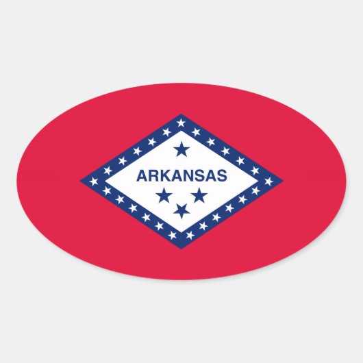 Vlaggenontwerp van de staat Arkansas Ovale Sticker (Voorkant)
