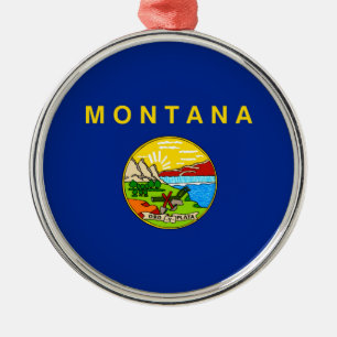 Vlaggenontwerp van de staat Montana Metalen Ornament